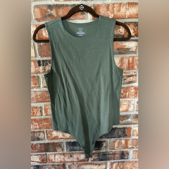 Nuuds Olive Green crewneck tank Bodysuit - Picture 2 of 6